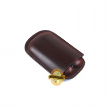 Retro Robusto 2 Finger Leather Cigar Case - Brown
