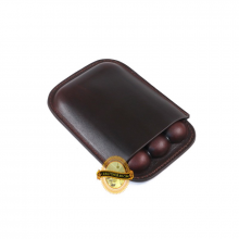 Retro Robusto 3 Finger Leather Cigar Case - Brown