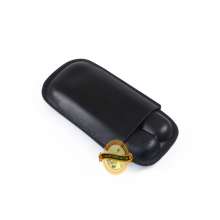 Retro Toro 2 Finger Leather Cigar Case - Black